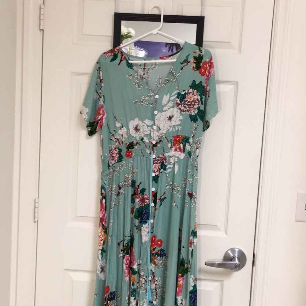 Long Chinese button down dress
